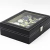Watchbox Klockbox för 10 klockor med fönster svart med vit söm