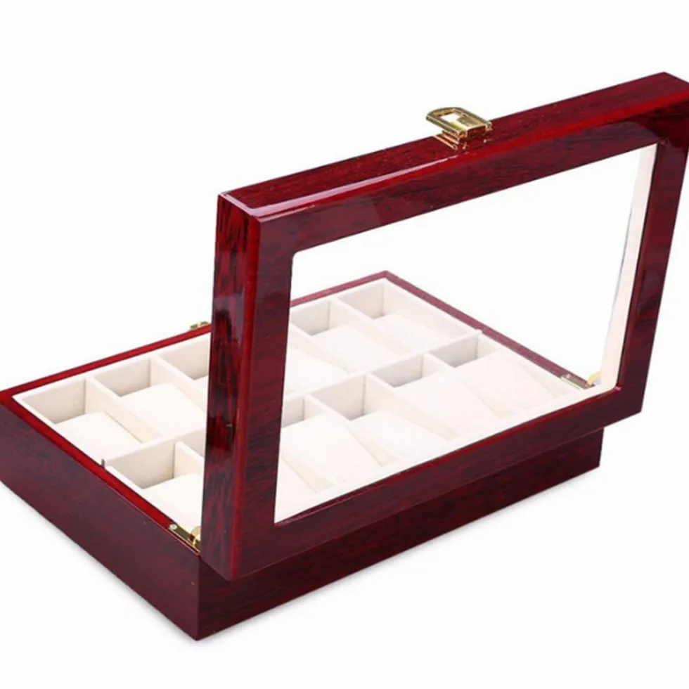 Watchbox Klockbox i trä för 12 klockor med fönster