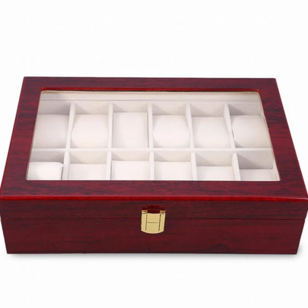 Watchbox Klockbox i trä för 12 klockor med fönster