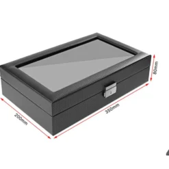 Watchbox / Klockbox 12 klockor Carbon Lyxmodell i svart CW012