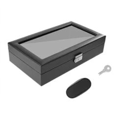 Watchbox / Klockbox 12 klockor Carbon Lyxmodell i svart CW012