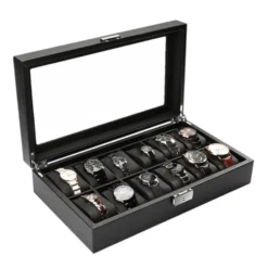 Watchbox / Klockbox 12 klockor Carbon Lyxmodell i svart CW012