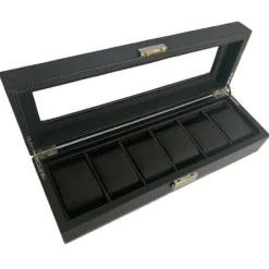 Watchbox / Klockbox 6 klockor -Lyxmodell i svart carbon