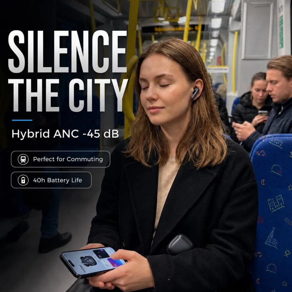 WAVORYX Air1 Pro Trådlösa Hörlurar Bluetooth 5.4 – Hybrid ANC, 6 Mics ENC, Hi-Res Ljud & 40h Batteritid Appstöd EQ