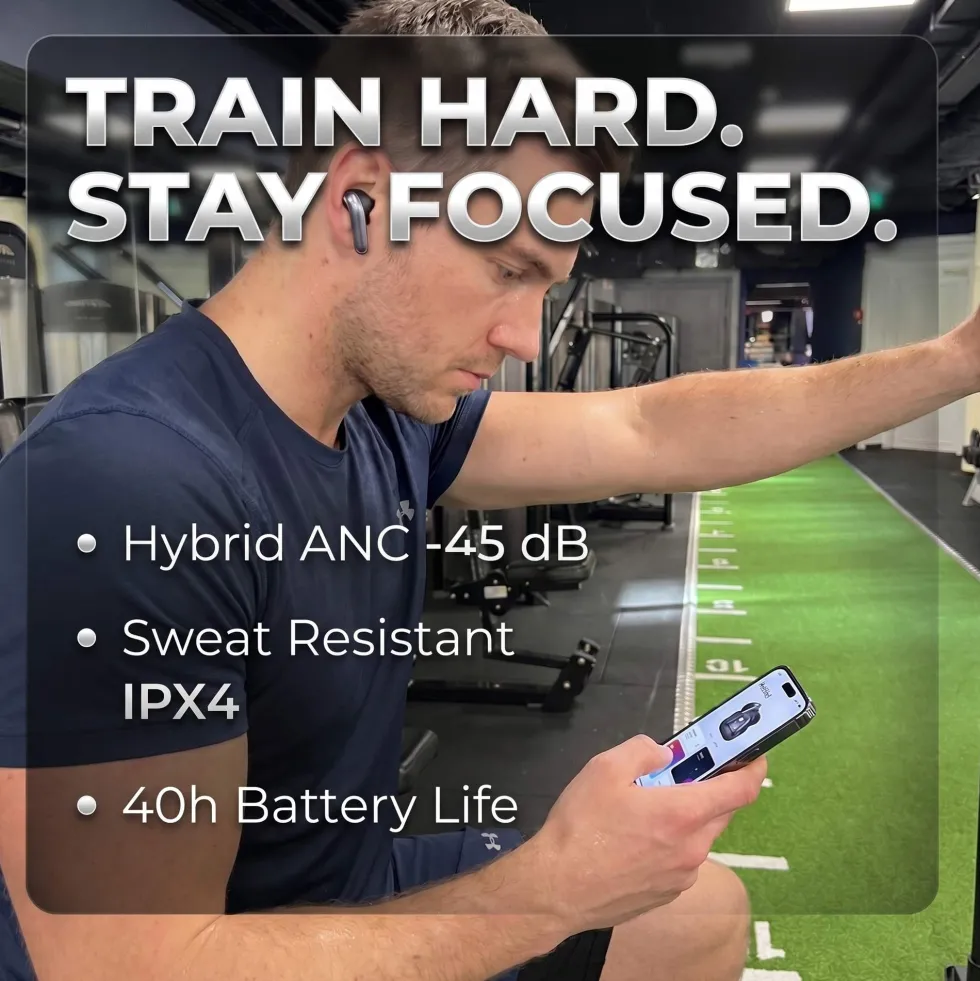 WAVORYX Air1 Pro Trådlösa Hörlurar Bluetooth 5.4 – Hybrid ANC, 6 Mics ENC, Hi-Res Ljud & 40h Batteritid Appstöd EQ