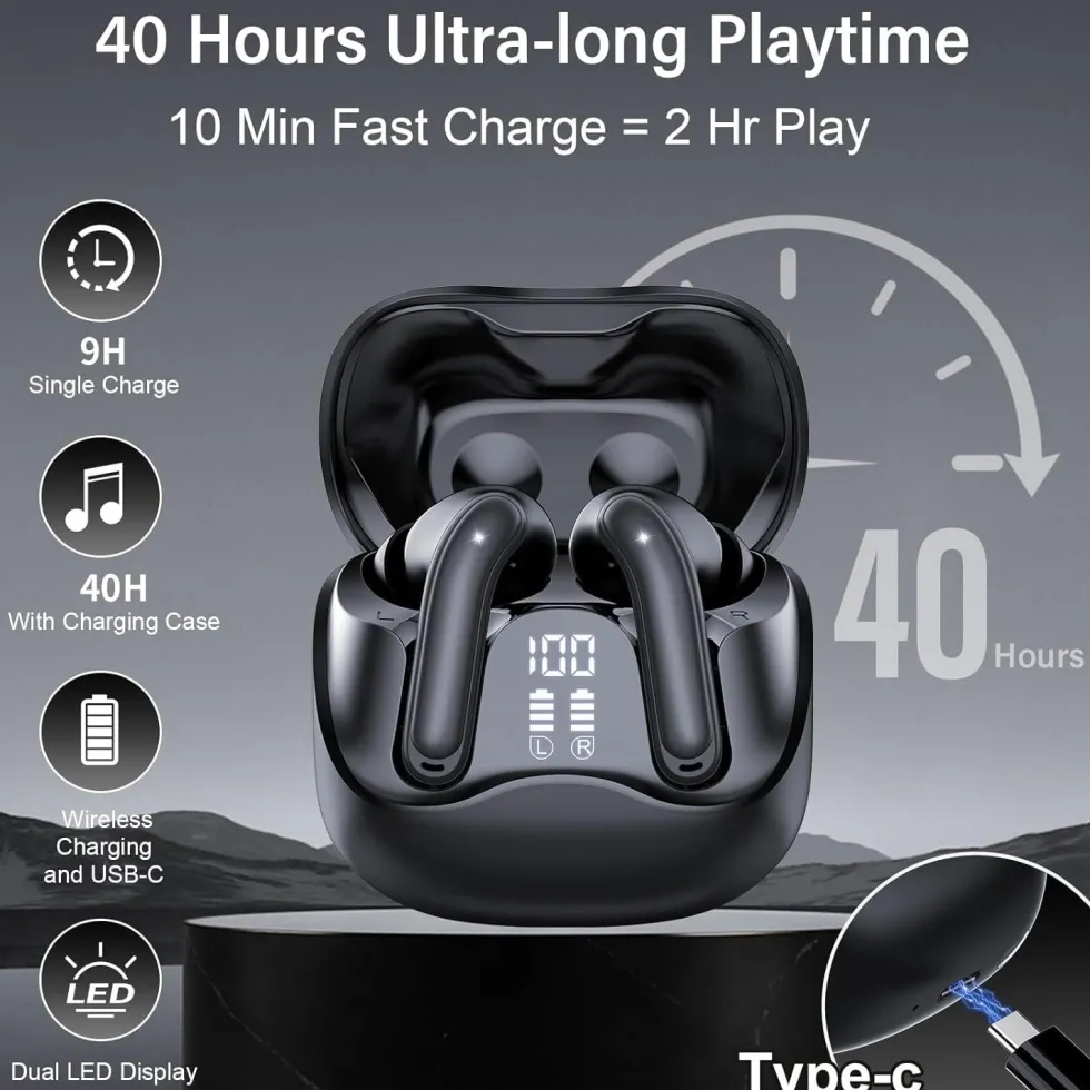 WAVORYX Air1 Pro Trådlösa Hörlurar Bluetooth 5.4 – Hybrid ANC, 6 Mics ENC, Hi-Res Ljud & 40h Batteritid Appstöd EQ