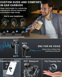 WAVORYX Air1 Pro Trådlösa Hörlurar Bluetooth 5.4 – Hybrid ANC, 6 Mics ENC, Hi-Res Ljud & 40h Batteritid Appstöd EQ