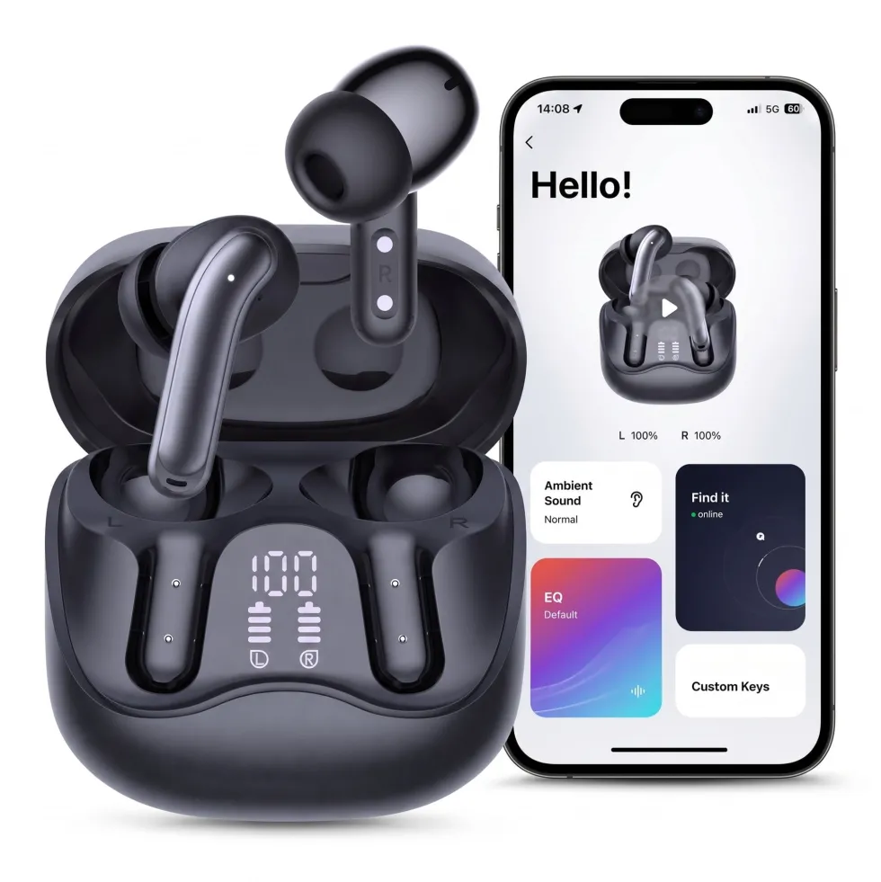 WAVORYX Air1 Pro Trådlösa Hörlurar Bluetooth 5.4 – Hybrid ANC, 6 Mics ENC, Hi-Res Ljud & 40h Batteritid Appstöd EQ