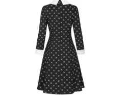 Wednesday Addams klänning barnkostym svart/vit 115–125 cm polyester