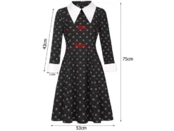Wednesday Addams klänning barnkostym svart/vit 115–125 cm polyester
