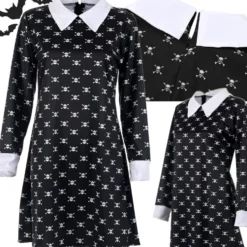 Wednesday Addams klänning för barn 125–135 cm