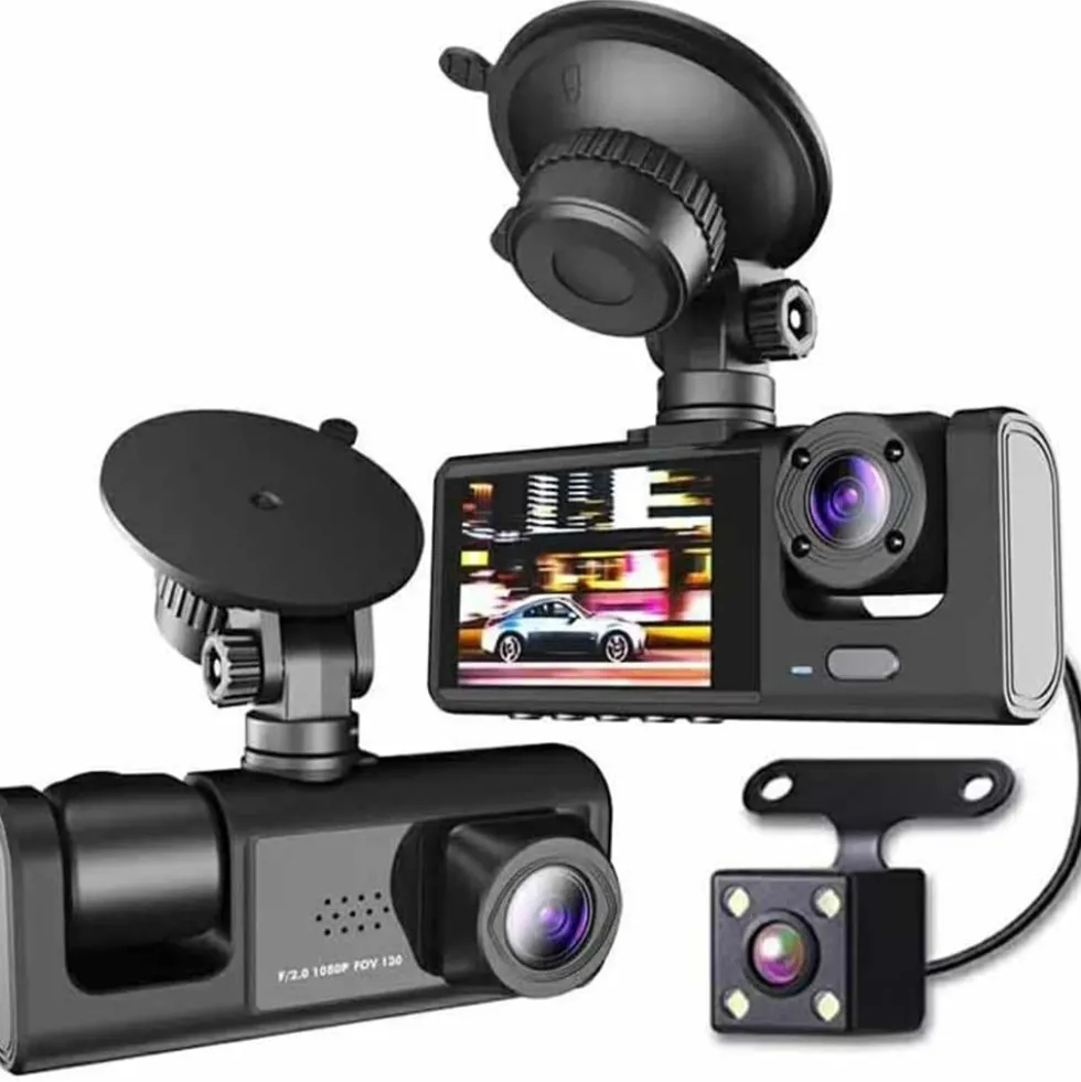 WIFI Bil Dash Cam HD 1080P Fram/Inuti/Bakre 3 Linser Bil DVR Parkeringsinspelare