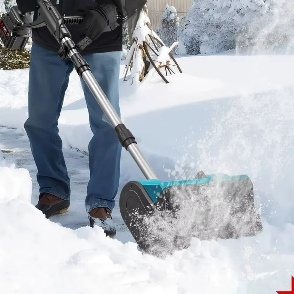 3000W 300mm Borstlös Elektrisk Snöslunga – Sladdlös Snöborste Snöskyffel för Uppfart, Gård , Gata och Trottoar – med 2 batterier