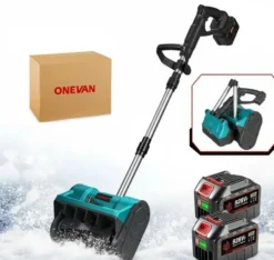 3000W 300mm Borstlös Elektrisk Snöslunga – Sladdlös Snöborste Snöskyffel för Uppfart, Gård , Gata och Trottoar – med 2 batterier