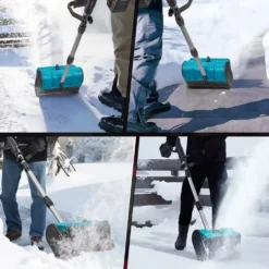 3000W 300mm Borstlös Elektrisk Snöslunga – Sladdlös Snöborste Snöskyffel för Uppfart, Gård , Gata och Trottoar – med 2 batterier