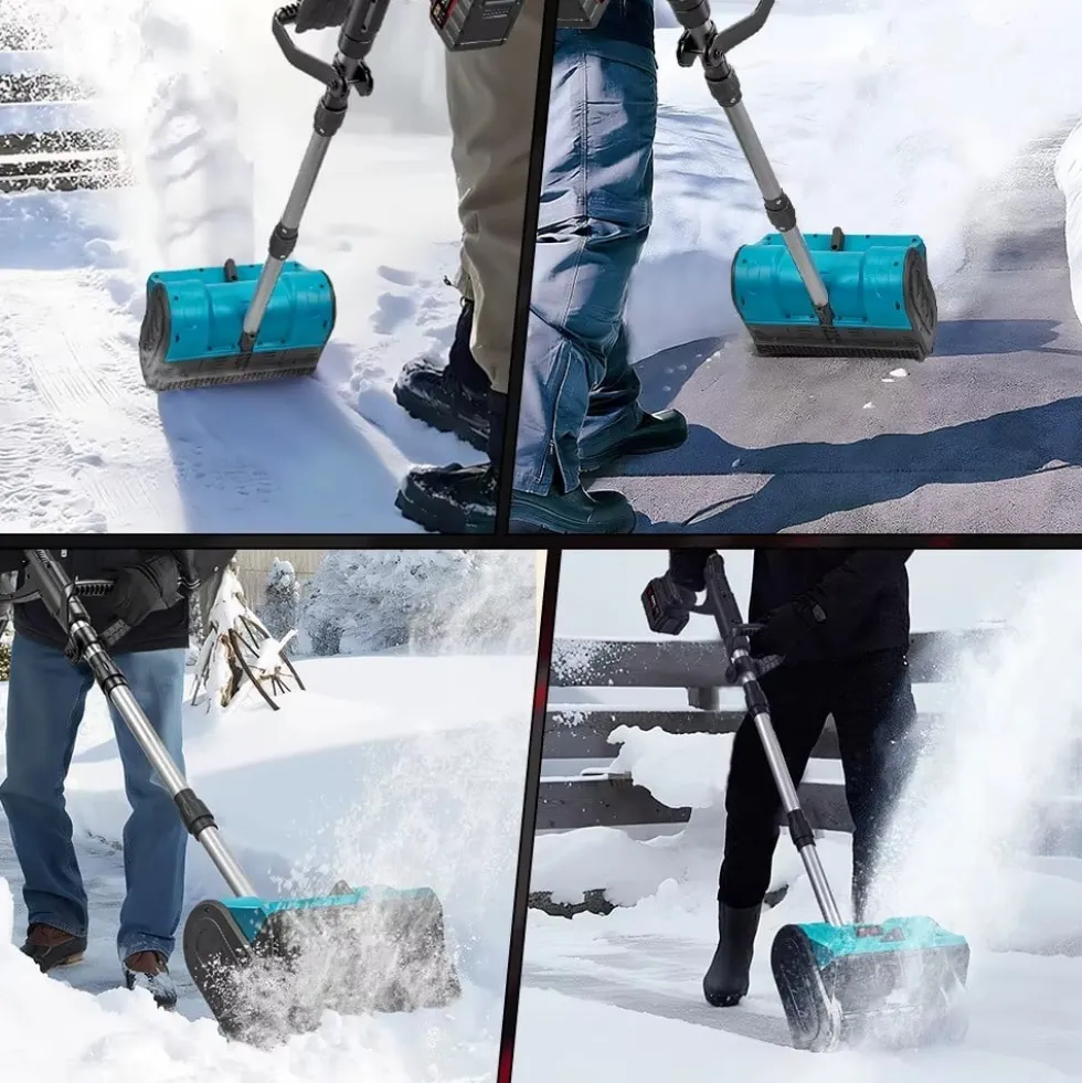 3000W 300mm Borstlös Elektrisk Snöslunga – Sladdlös Snöborste Snöskyffel för Uppfart, Gård , Gata och Trottoar – med 2 batterier