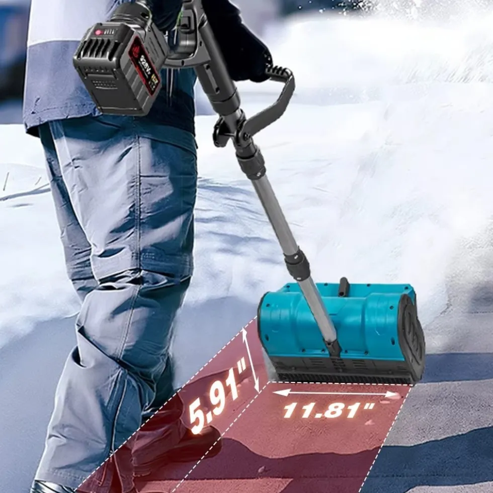 3000W 300mm Borstlös Elektrisk Snöslunga – Sladdlös Snöborste Snöskyffel för Uppfart, Gård , Gata och Trottoar – med 2 batterier