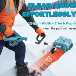 3500W 320MM 18V Borstlös Elektrisk Snöslunga – Sladdlös Snöborste Snöskyffel för