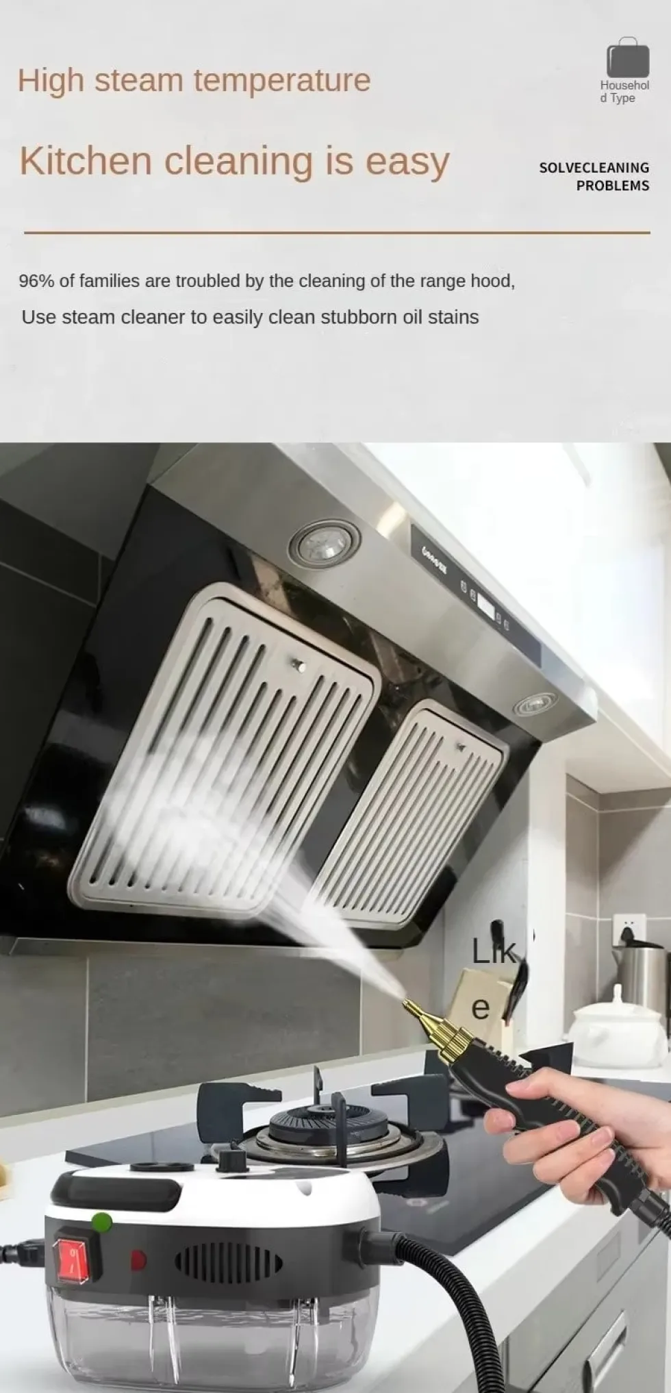 2500W Ångrengörare – Handhållen Steam Cleaner för Kök, Grill & Hem, ångtvättmaskin städa gör rent hemma