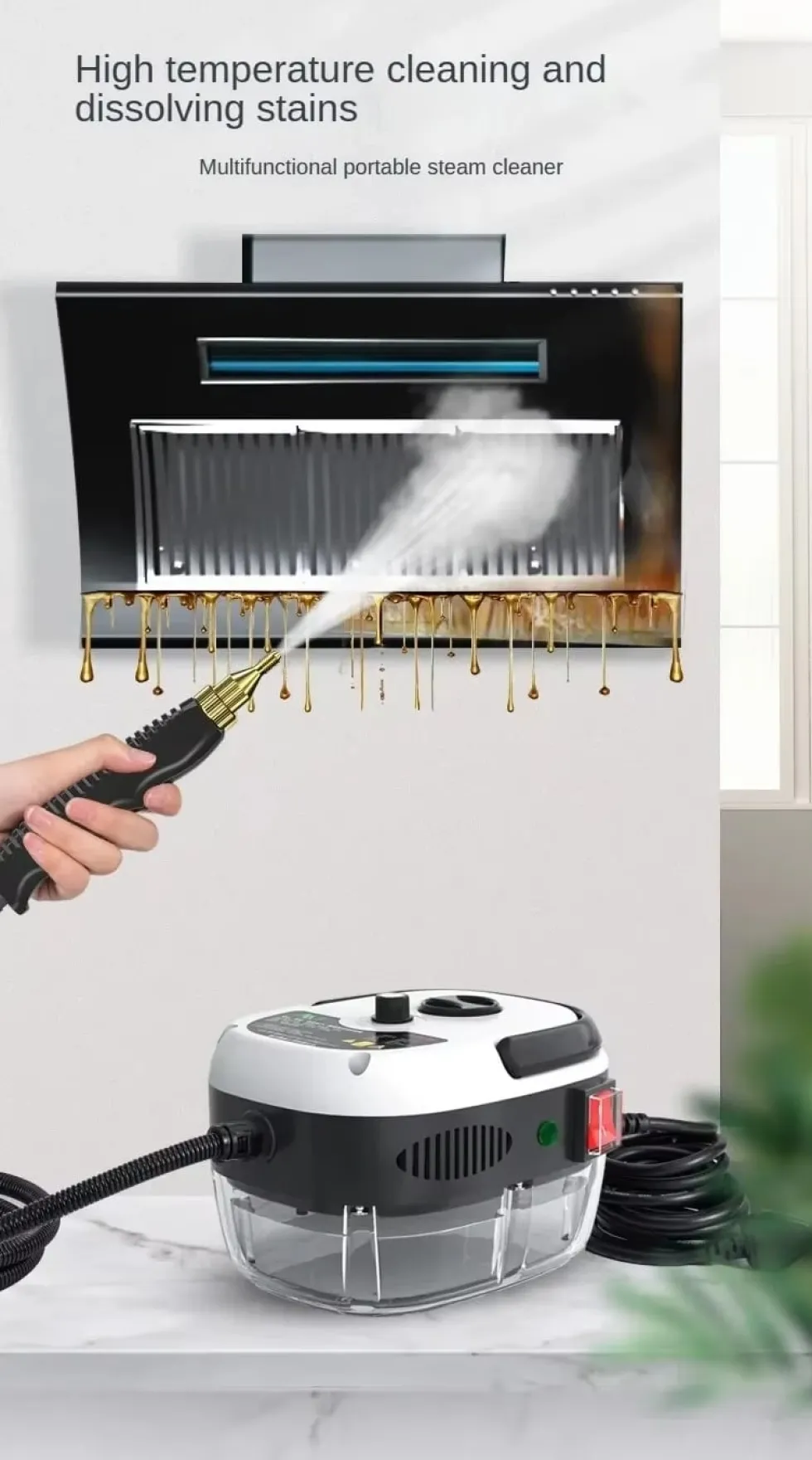2500W Ångrengörare – Handhållen Steam Cleaner för Kök, Grill & Hem, ångtvättmaskin städa gör rent hemma