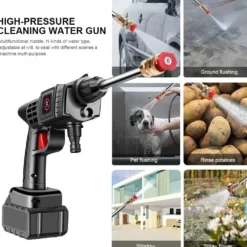 1000W Trådlös Högtryckstvätt med 35 Bar Tryck Komplett Rengöringskit m Tillbehör