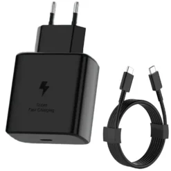 25W USB C Snabbladdare med 1m Typ C-kabel – Kompatibel med Samsung Galaxy, iPhone och iPad (USB-C) Svart