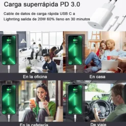 20W USB-C Strömadapter snabbladdare iPhone + 1M Lighting Kabel