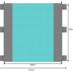 XXL strand- och picknickfilt 208x208 cm vattentålig polyester grå-blå