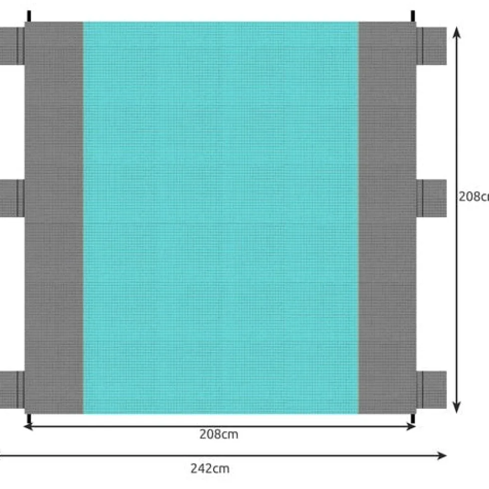 XXL strand- och picknickfilt 208x208 cm vattentålig polyester grå-blå