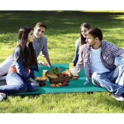 XXL strand- och picknickfilt 208x208 cm vattentålig polyester grå-blå