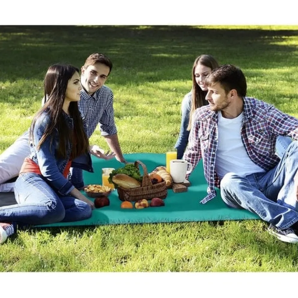 XXL strand- och picknickfilt 208x208 cm vattentålig polyester grå-blå