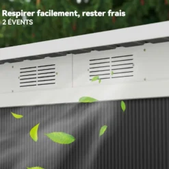 XXL trädgårdsskjul, galvaniserat stål, 3,6m², 280x130x172cm, med fundament, låsbara skjutdörrar, ventilation, svart